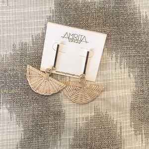 Gold fan earrings Amrita Singh